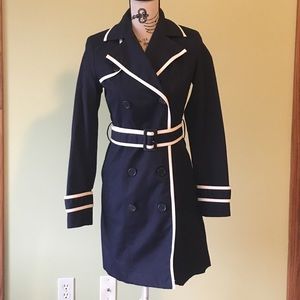 NY&C Navy Trench Coat with White Trim
